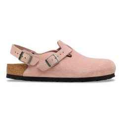 Birkenstock Tokio LEVE Pink Clay Sandały damskie. Czerwone sandały damskie Birkenstock, bez wzorów, ze skóry, bez obcasa. Za 719.00 zł.