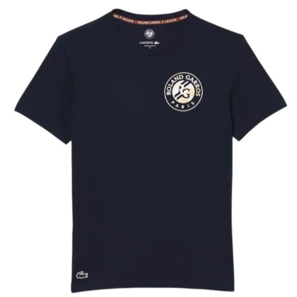 Koszulka unisex Lacoste x Roland Garros. Niebieskie bluzki sportowe damskie Lacoste, uniwersalny, z bawełny, bez kołnierzyka, bez ramiączek. Za 167.00 zł.