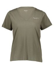 Pepe Jeans Koszulka w kolorze khaki rozmiar: S. Brązowe bluzki damskie Pepe Jeans, s, bez wzorów, z bawełny, bez kołnierzyka, bez ramiączek. Za 74.63 zł.