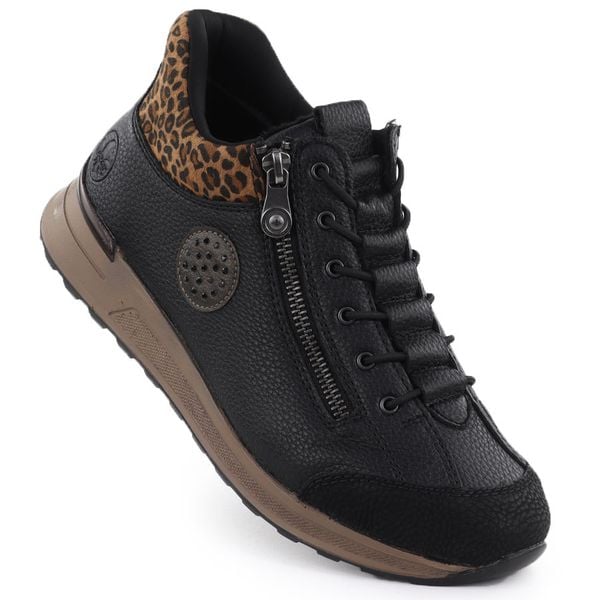 Botki damskie ocieplane na suwak czarne Rieker N1457-00. Czarne botki damskie Rieker, ze skóry ekologicznej, bez obcasa, bez zapięcia. Za 272.35 zł.