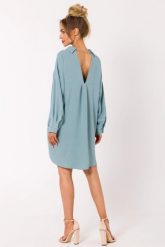 Sukienka koszulowa z dekoltem V na plecach niebieska. Niebieskie sukienki damskie MOE, na co dzień, s, bez wzorów, bez kołnierzyka, bez ramiączek, koszulowe. Za 279.00 zł.
