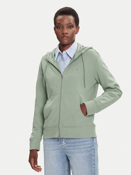 Gant Bluza Shield 4201412 Zielony Regular Fit. Zielone bluzy bez kaptura damskie Gant, l, z bawełny. Za 339.99 zł.