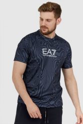 EA7 Funkcyjny t-shirt męski Ventus 7. Niebieskie t-shirty męskie EA7 Emporio Armani, l, z aplikacjami, bez kołnierzyka. W wyprzedaży za 249.99 zł.