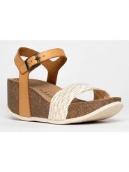 BACKSUN Sandały "Rimini" w kolorze jasnobrązowo-biało-szarym na koturnie rozmiar: 42. Brązowe sandały damskie Backsun, bez wzorów, bez obcasa, na koturnie. Za 173.99 zł.