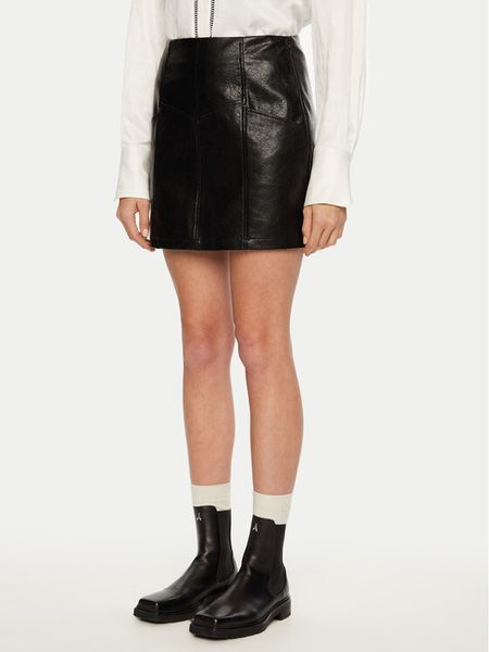 Brave Soul Spódnica z imitacji skóry LSKJ-272TIABLK Czarny Regular Fit. Czarne spódniczki damskie Brave Soul, l, bez wzorów, ze skóry. Za 99.99 zł.