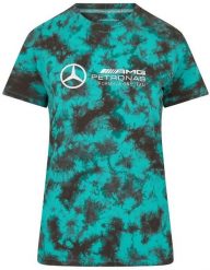 T-shirt damski Mercedes-AMG Petronas F1 Tie-Dye Multicolor Green. Zielone t-shirty damskie 55PROTEC, s, bez wzorów, z bawełny, bez kołnierzyka. Za 210.99 zł.
