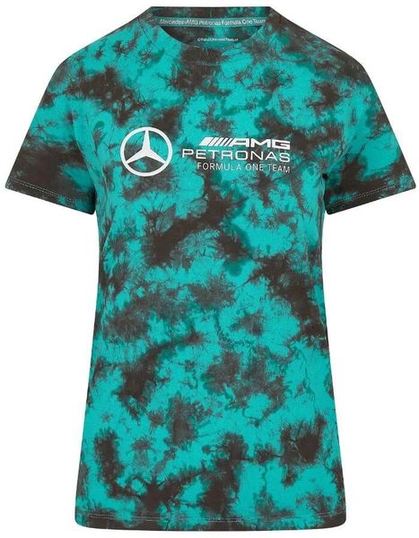 T-shirt damski Mercedes-AMG Petronas F1 Tie-Dye Multicolor Green. Zielone t-shirty damskie 55PROTEC, s, bez wzorów, z bawełny, bez kołnierzyka. Za 211.99 zł.