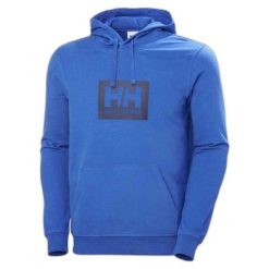 Bluza męska Helly Hansen Hh Box. Niebieskie bluzy sportowe męskie Helly Hansen, bez wzorów, z bawełny, sportowe, bez kołnierzyka, bez ramiączek. Za 373.90 zł.