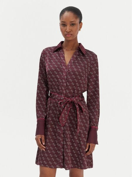 Guess Sukienka koszulowa W6RK90 WF1T2 Bordowy Regular Fit. Czerwone sukienki damskie Guess, xxl, z aplikacjami, z syntetyku, bez kołnierzyka, bez ramiączek, koszulowe. Za 614.99 zł.