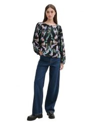 TOM TAILOR Denim Bluzka w kolorze czarnym ze wzorem rozmiar: XS. Czarne bluzki damskie Tom Tailor Denim, xs, bez wzorów, z denimu, bez kołnierzyka, bez ramiączek. Za 57.06 zł.