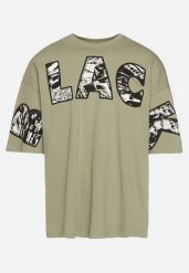 Jasnozielona Bawełniana Koszulka T-shirt z Ozdobnym Nadrukiem Sanestia. Zielone t-shirty męskie Born2be, m, bez wzorów, z bawełny, bez kołnierzyka. Za 54.99 zł.