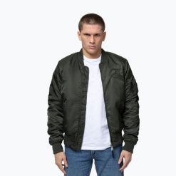Kurtka męska Pitbull Hacket Washed Bomber. Zielone kurtki męskie PITBULL, l, bez wzorów, z materiału, sportowe, bez kaptura. Za 359.99 zł.