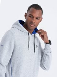 Bluza męska z kapturem z kieszenią na zamek - szary melanż V5 - Rozmiar: XL. Szare bluzy z kapturem męskie Ombre Clothing, l, z bawełny. W wyprzedaży za 69.99 zł.