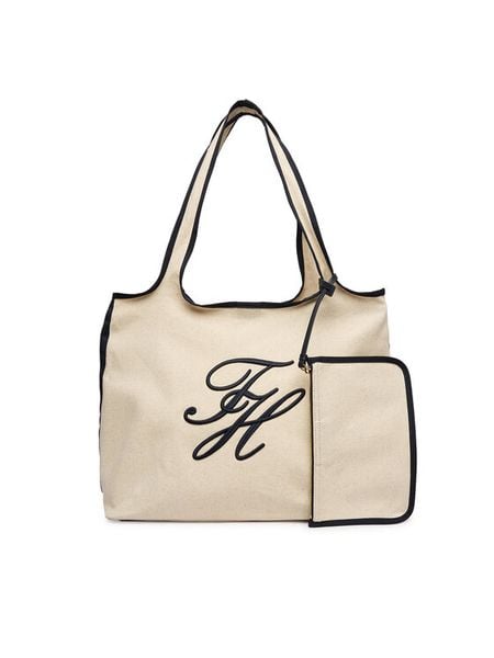 Tommy Hilfiger Torebka Th Summer Tote Canvas AW0AW18398 Biały. Białe torebki klasyczne damskie Tommy Hilfiger, bez wzorów, z materiału, bez dodatków. Za 409.99 zł.