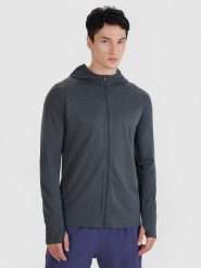 4F Bluza do biegania w terenie szybkoschnąca męska - szara S/M. Szare bluzy sportowe męskie 4f, bez wzorów, z dzianiny, klasyczne, bez kołnierzyka, bez ramiączek. W wyprzedaży za 149.99 zł.