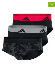 Adidas Slipy (3 pary) w kolorze czarnym, czerwonym i szarym rozmiar: M. Czarne slipki męskie Adidas, bez wzorów. Za 88.95 zł.