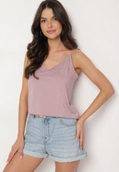 Fioletowy Top z Modalem i Bawełną Ozdobiona Wiązaniem Lilacea. Fioletowe topy damskie Born2be, l, bez wzorów, z bawełny, bez kołnierzyka. Za 34.99 zł.