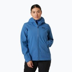 Kurtka przeciwdeszczowa damska Helly Hansen Verglas 3L. Niebieskie kurtki przeciwdeszczowe damskie Helly Hansen, l, bez kaptura. Za 569.99 zł.