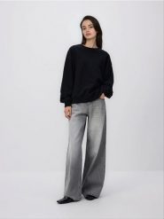 Gładka bluza z bawełną - czarny. Czarne bluzy bez kaptura damskie Reserved, l, z bawełny. Za 89.99 zł.