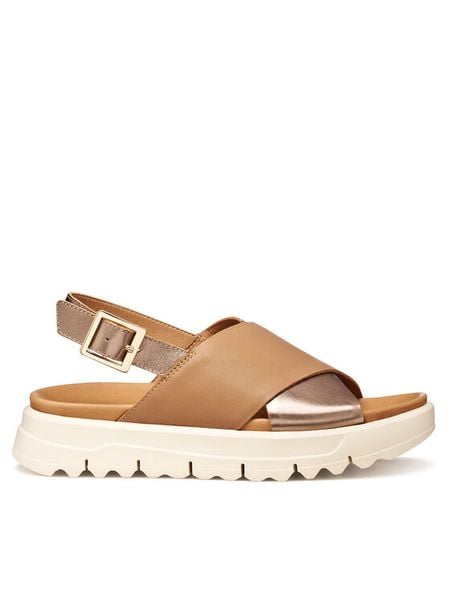 Geox Sandały D Xand 2.1S D45SZE 043CF C5242 Beżowy. Brązowe sandały damskie Geox, bez wzorów, ze skóry, bez obcasa, na płaskiej podeszwie. Za 459.99 zł.