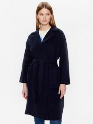 Weekend Max Mara Płaszcz wełniany Selz 23501103 Granatowy Regular Fit. Niebieskie płaszcze damskie Weekend Max Mara, na zimę, bez wzorów, z wełny. Za 2,949.00 zł.