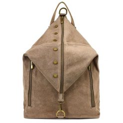 Plecak damski skórzany A4 beżowy taupe W14. Brązowe plecaki damskie bez wzorów, z materiału, biznesowe. Za 239.99 zł.
