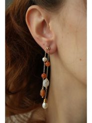 Pierres delicates Kolczyki w kolorze białym z perłami rozmiar: onesize. Pomarańczowe kolczyki damskie Pierres delicates, z agatem, z mosiądzu. Za 134.85 zł.