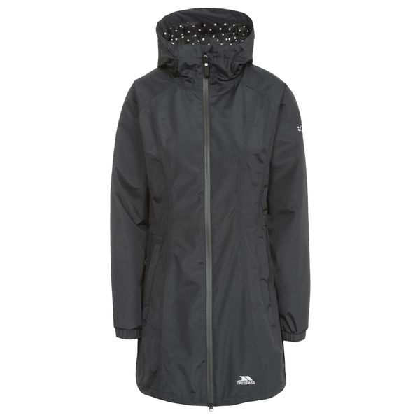 Kurtka Damska Wodoodporna. Czarne kurtki damskie Trespass, l, bez wzorów, z materiału, z kapturem. Za 285.99 zł.
