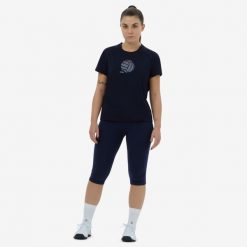 Legginsy do siatkówki damskie. Czarne legginsy damskie ALLSIX, s, bez wzorów, z bawełny. Za 29.99 zł.