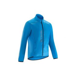Kurtka przeciwdeszczowa na rower ROADCYCLING 100 męska. Niebieskie kurtki męskie B'TWIN, m, bez wzorów, z materiału, bez kaptura. Za 69.99 zł.
