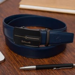 Pasek męski skórzany klamra automatyczna granatowy Beltimore A43 : Kolory - granatowy, Rozmiar pasków - r.120-135 cm. Niebieskie paski męskie bez wzorów, ze skóry, wizytowe. Za 64.90 zł.