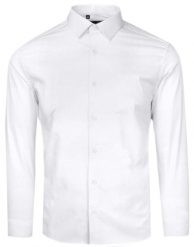 Elegancka Męska Koszula - VICTORIO - Regular - Biała. Białe koszule męskie Victorio, m, bez wzorów, z bawełny, bez kołnierzyka, bez ramiączek. Za 199.00 zł.