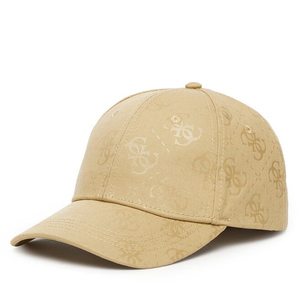 Czapka z daszkiem Guess. Brązowe czapki męskie Guess, z aplikacjami. Za 109.99 zł.