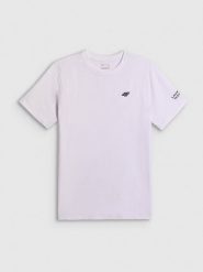 4F T-shirt regular gładki męski - biały L. Białe t-shirty męskie 4f, l, bez wzorów, z bawełny, bez kołnierzyka. Za 69.99 zł.