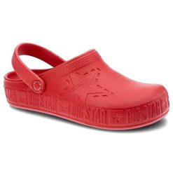 Klapki damskie Big Star, cholewka z tworzywa wsuwana konstrukcja profilowana wkładka gruba podeszwa, czerwony, II275004. Czerwone klapki damskie Big Star, bez wzorów, bez obcasa. Za 59.99 zł.