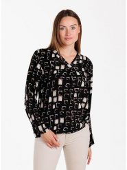 KEY LARGO Bluzka "Matrix" w kolorze czarnym rozmiar: M. Czarne bluzki damskie KEY LARGO, m, bez wzorów, z wiskozy, bez kołnierzyka, bez ramiączek. Za 104.14 zł.