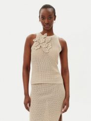 Marella Top Arak1 2513361112 Beżowy Slim Fit. Brązowe topy damskie Marella, m, bez wzorów, z bawełny, bez ramiączek. Za 619.99 zł.