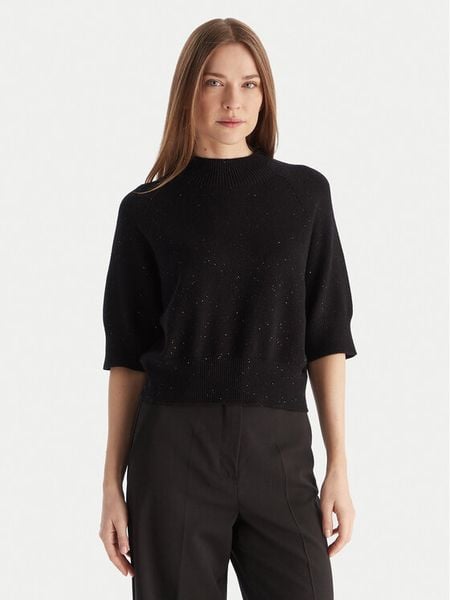 Kontatto Sweter 3M0903C Czarny Regular Fit. Czarne swetry klasyczne damskie Kontatto, m, z syntetyku, bez kołnierzyka. Za 389.99 zł.