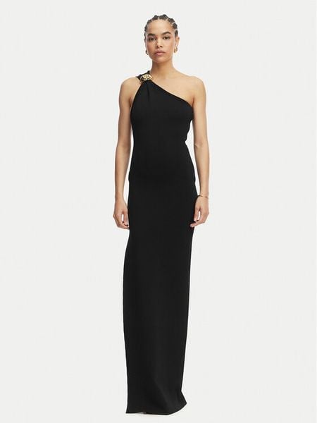 Elisabetta Franchi Sukienka wieczorowa AM-43B-62E2-V600 Czarny Slim Fit. Czarne sukienki damskie Elisabetta Franchi, bez wzorów, z syntetyku, wizytowe, bez kołnierzyka, bez ramiączek. Za 2,549.00 zł.