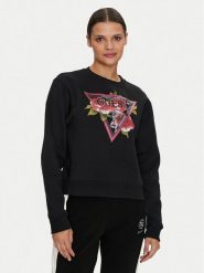 Guess Bluza W4YQ26 K9Z21 Czarny Regular Fit. Czarne bluzy bez kaptura damskie Guess, xs, z bawełny. Za 179.99 zł.