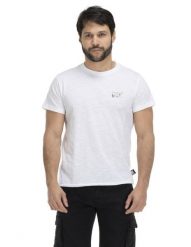 T-shirt męski z efektem sprania plaży. Białe t-shirty męskie LEONE 1947 APPAREL, l, bez wzorów, z bawełny, bez kołnierzyka. Za 84.16 zł.