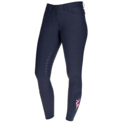 Damskie spodnie jeździeckie z pełnym dołem Covalliero Janne x PinkRibbon. Czarne spodnie materiałowe damskie COVALLIERO, z aplikacjami, z materiału, eleganckie, dla wysokich. Za 626.30 zł.