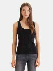 Guess Top W6GP10 K2932 Czarny Regular Fit. Czarne topy damskie Guess, s, z aplikacjami, z bawełny, bez ramiączek. Za 249.99 zł.