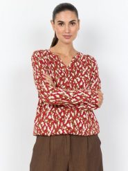 Soyaconcept® koszulka z długim rękawem - SC-Felicity Kobiety Bawełna czerwony|brązowy|biały, XS. Białe t-shirty damskie xs, bez wzorów, z bawełny, bez kołnierzyka. Za 119.95 zł.