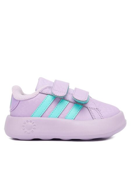 Adidas Sneakersy Disney Frozen Grand Court JR5630 Fioletowy. Fioletowe buty sportowe dziewczęce Adidas, bez wzorów, ze skóry, bez zapięcia. Za 129.99 zł.