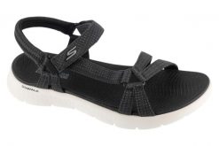 Sandały damskie, Go Walk Flex Sandal - Sublime. Czarne sandały damskie Skechers, bez wzorów, z materiału, bez obcasa. Za 229.99 zł.