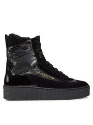 Tommy Hilfiger Botki Patent Laceup City Snow Boot FW0FW07841 Czarny. Czarne botki damskie Tommy Hilfiger, ze skóry, bez obcasa, na płaskiej podeszwie, bez zapięcia. Za 639.99 zł.