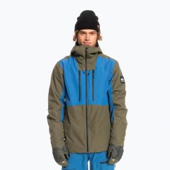 Kurtka snowboardowa męska Quiksilver Muldrow. Zielone kurtki męskie Quiksilver, m, bez wzorów, bez kaptura, narciarskie. Za 569.99 zł.
