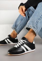 Czarne Sneakersy Typu Tenisówki z Paseczkami Liantina. Czarne trampki i tenisówki damskie Renee, bez wzorów, z jeansu. Za 74.99 zł.
