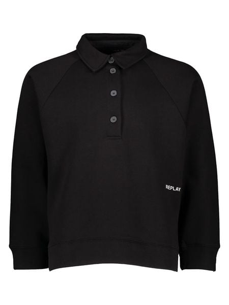 Replay Bluza w kolorze czarnym rozmiar: M. Czarne bluzy bez kaptura damskie Replay, m, z bawełny. Za 231.68 zł.